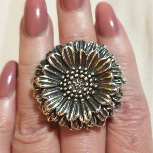 Vintage Jewelry - Vintage LARGE 3D Sunflower Electroform Sterling Ring